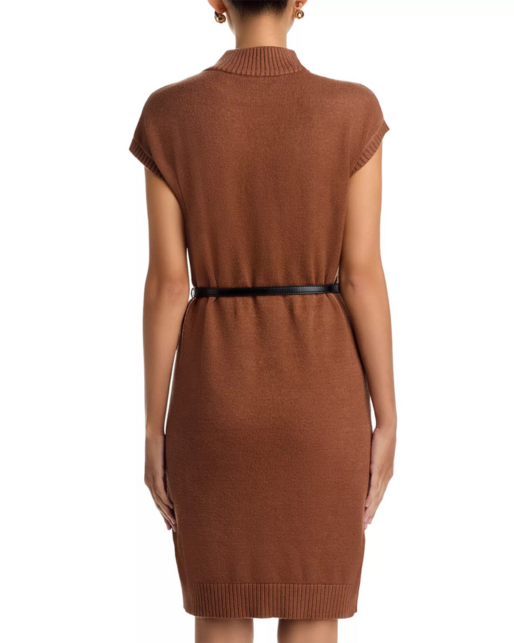 T Tahari Belted Mock Neck Dress MSRP $128