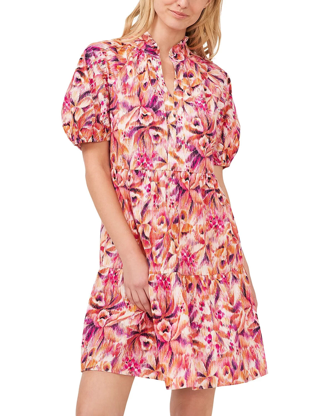 CeCe Split Neck Babydoll Dress MSRP $89