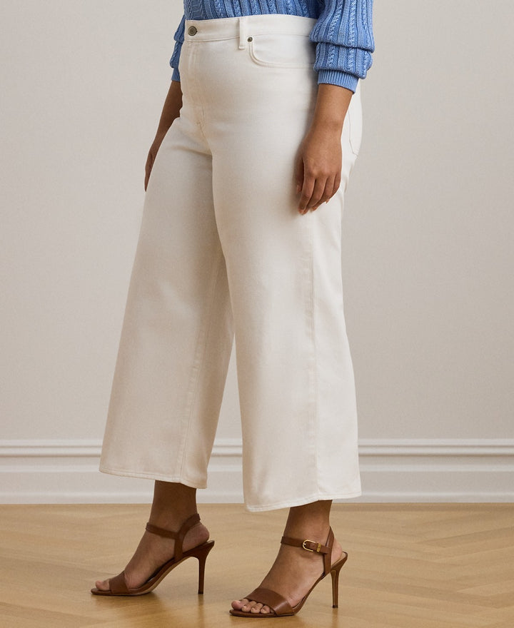 Lauren Ralph Lauren Plus Size High-Rise Wide-Leg Cropped Jeans MSRP $125