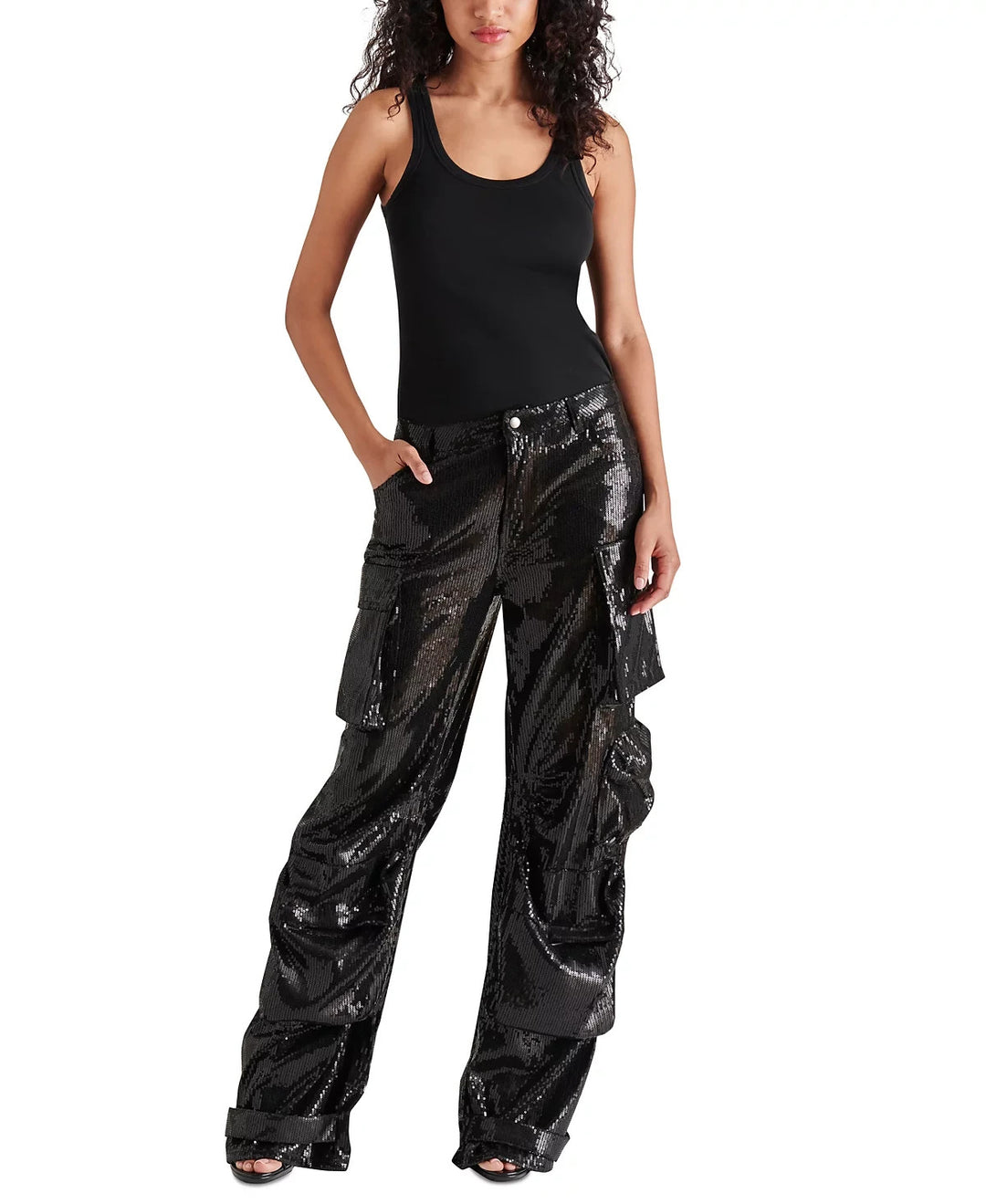 STEVE MADDEN Duo Sequin Cargo Pants MSRP $139