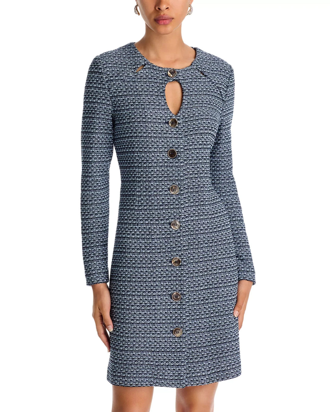 Misook Keyhole Cutout Tweed Knit Sheath Dress MSRP $368