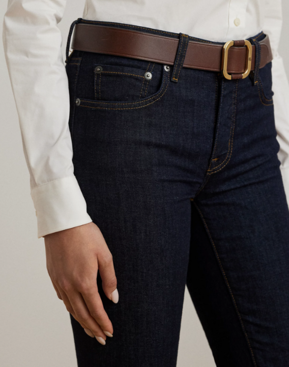 LAUREN Ralph Lauren Super Stretch Premier Mid-Rise Straight Jeans MSRP $115