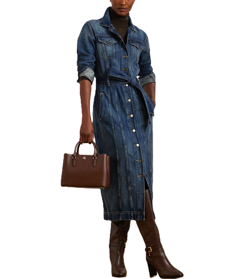 Lauren Ralph Lauren Belted Denim Shirtdress MSRP $245