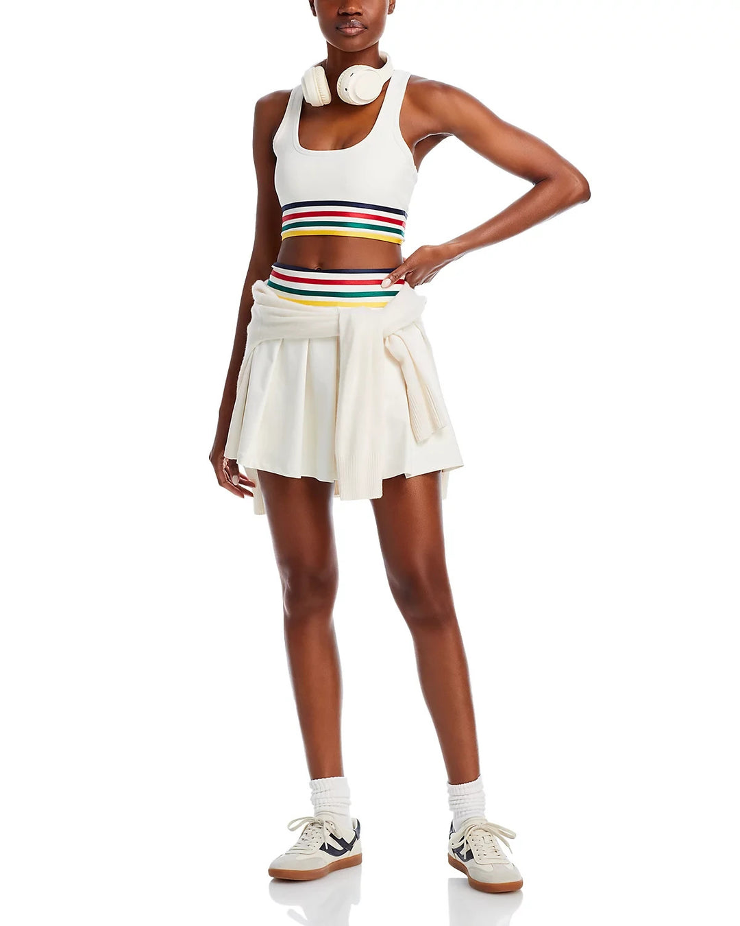 AQUA Athletic x Venus Williams Striped Waistband Pleated Skort MSRP $78