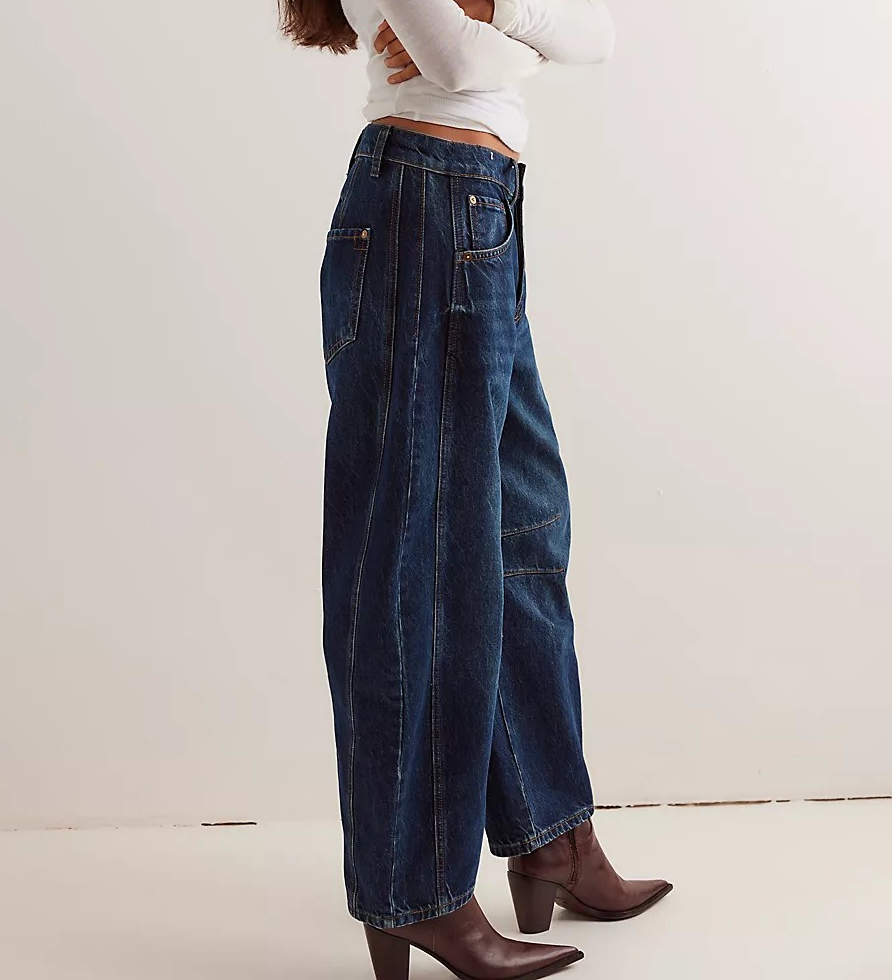 Free People We The Free Good Luck Mid Rise Barrel Jeans MSRP $98