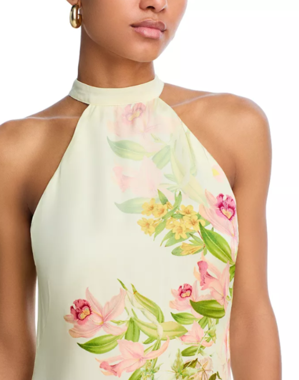 Hemant and Nandita Floral Halter Midi Dress MSRP $468
