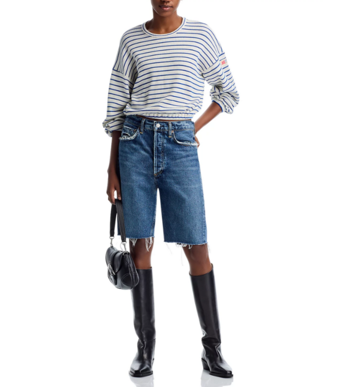 MOTHER The Long Sleeve Swipe Crop Tee MSRP $168
