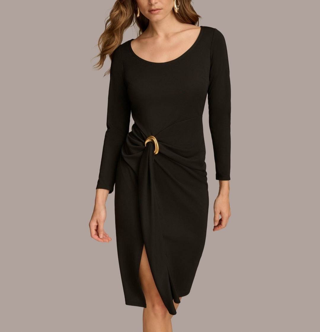 Donna Karan New York Women's Round-Neck Drape-Front Dress MSRP $139