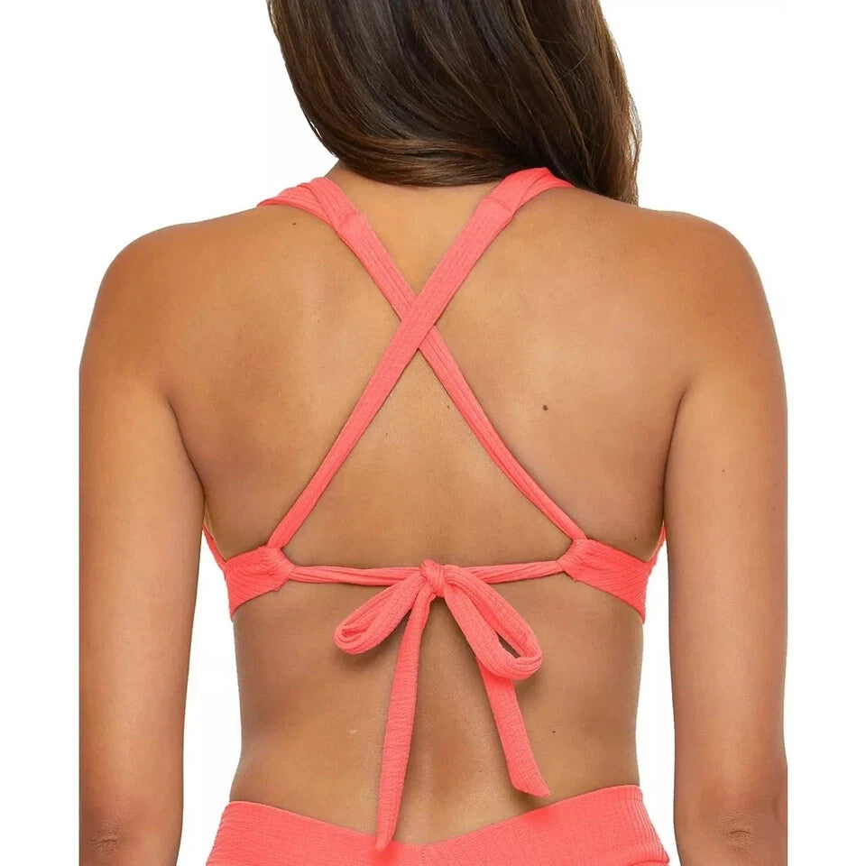 Becca Women's Textured Pucker Up Tear Drop Bikini Swim Top MSRP $56  #U5 503 NEW