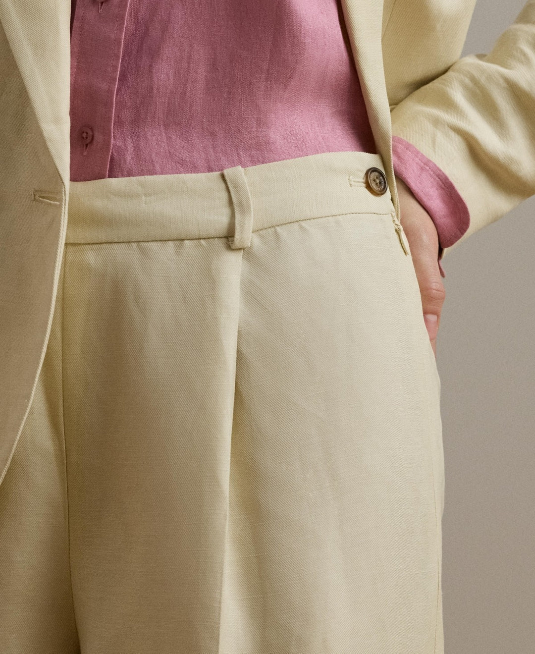 Lauren Ralph Lauren Linen-Blend Twill Wide-Leg Pants MSRP $185