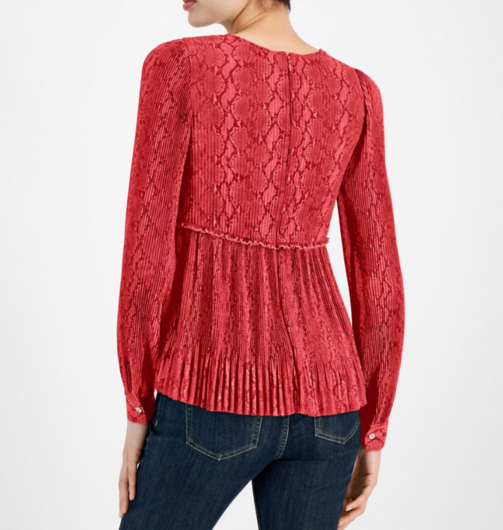 MICHAEL Michael Kors Printed Pleated Top MSRP $135