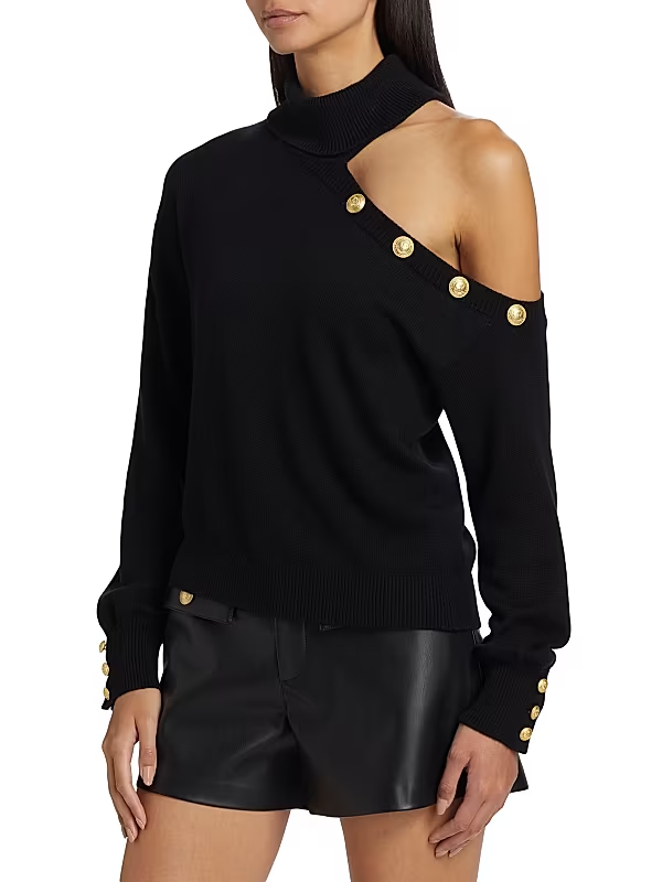 L'Agence Brixie One Shoulder Turtleneck Sweater MSRP $395