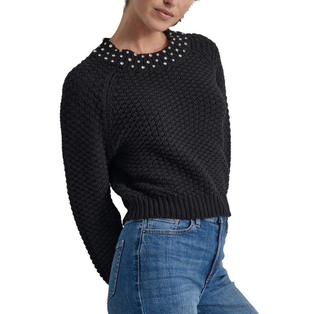 DKNY Jeans Crystal-Embellished Raglan-Sleeve Sweater MSRP $109