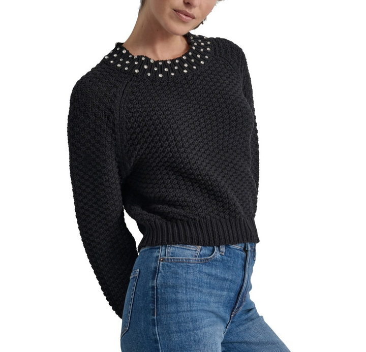 DKNY Jeans Crystal-Embellished Raglan-Sleeve Sweater MSRP $109