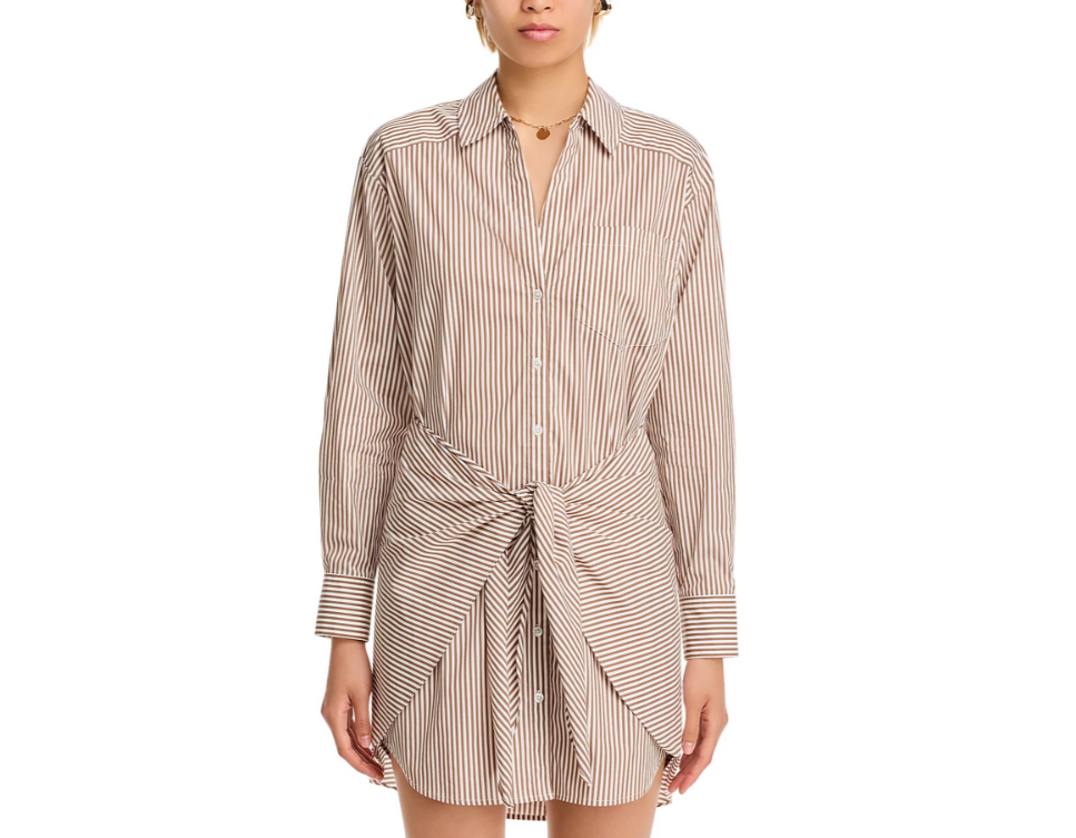 Veronica Beard Roanoke Striped Tie Waist Shirt Dress MSRP $478