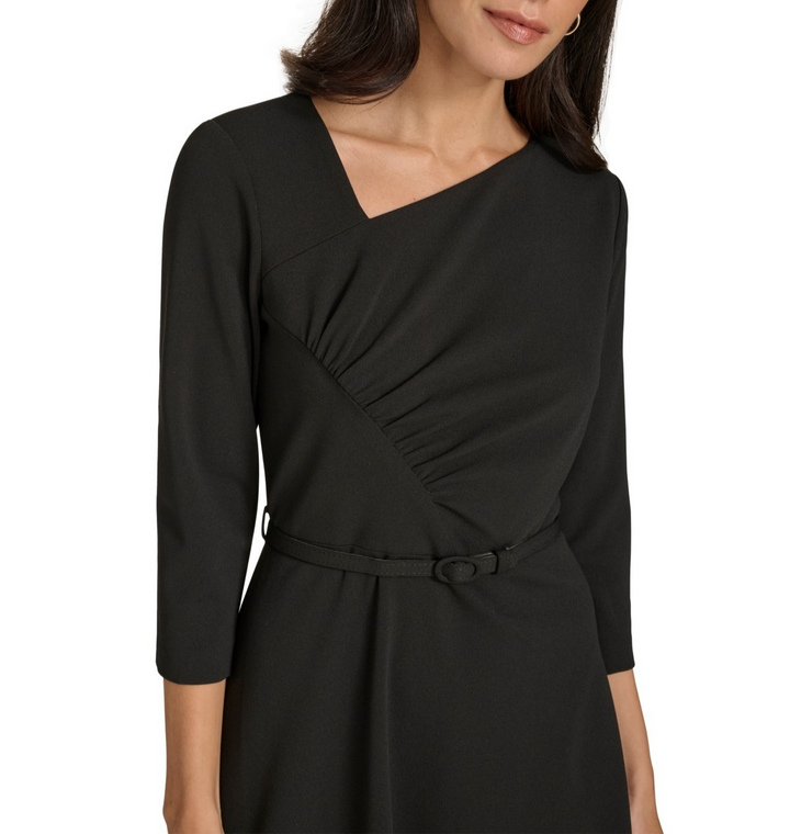 Calvin Klein Women's Asymmetric-Neck Belted Dress MSRP $149