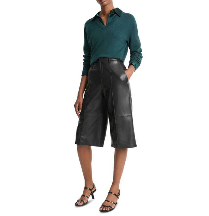 Vince Mid Rise Leather Shorts MSRP $995
