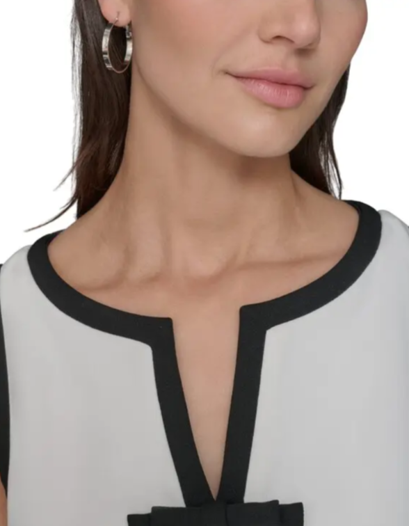 KARL LAGERFELD PARIS Split V Neck Sleeveless Dress MSRP $138