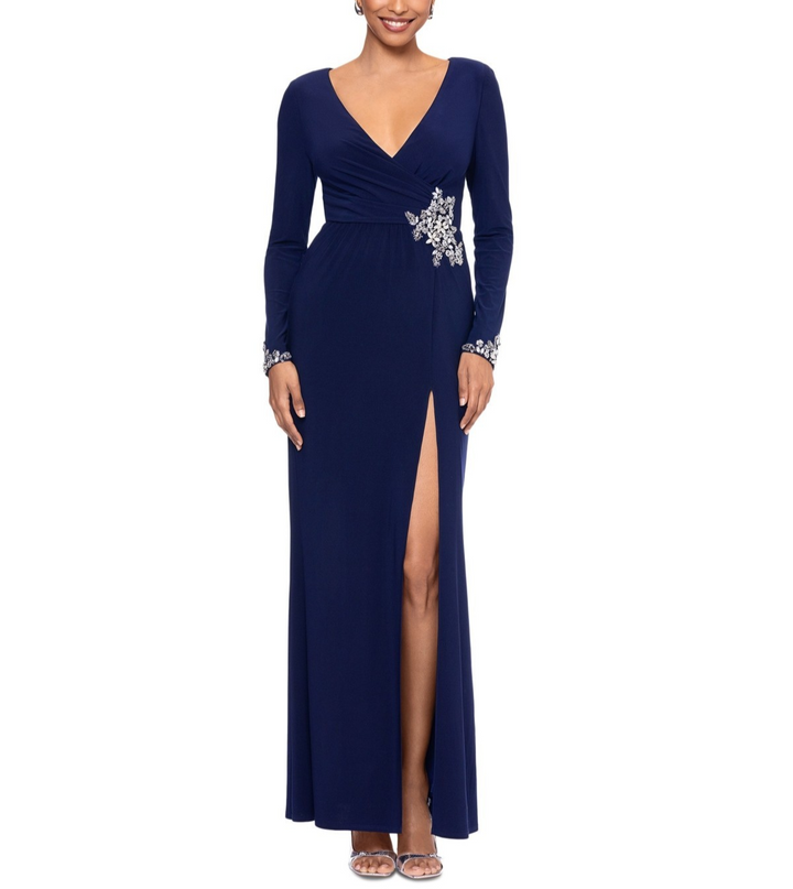 Betsy & Adam Embellished Surplice Gown MSRP $239