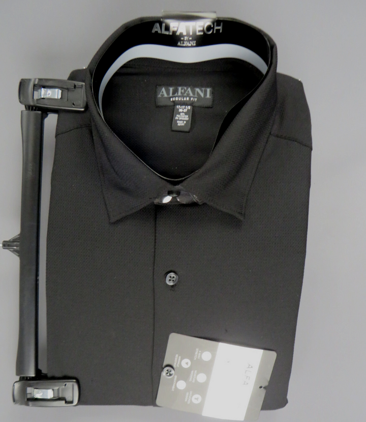 Alfani Regular Fit Travel Ready Solid Dress Shirt MSRP $70