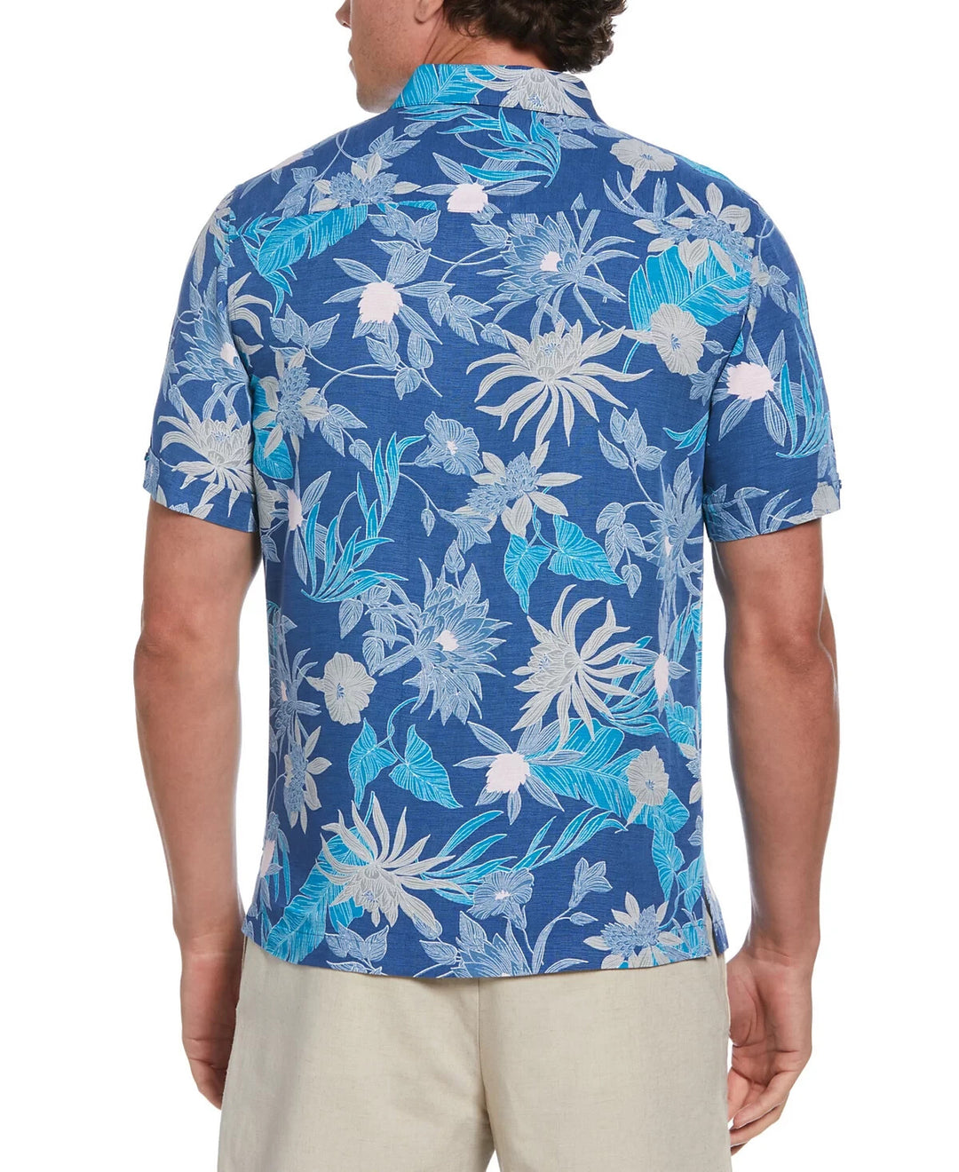 Cubavera Short Sleeve Button-Front Botanical Print Shirt MSRP $80