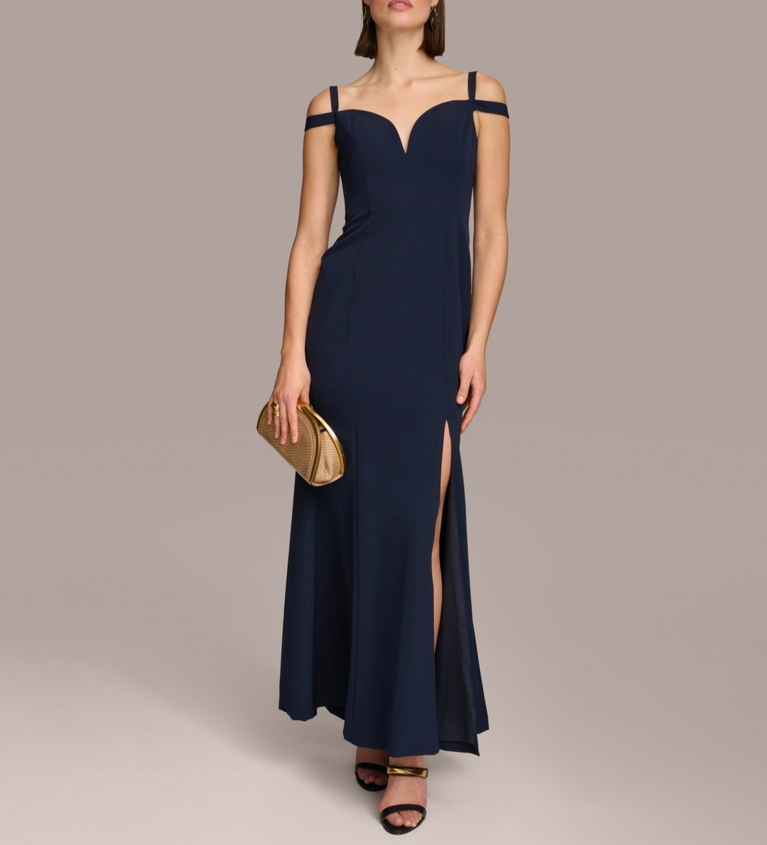 Donna Karan Women's Sweetheart-Neck Cold-Shoulder Gown MSRP $259