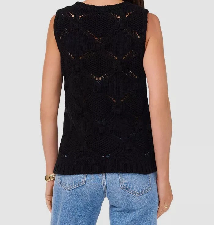 Vince Camuto Women's Crewneck Sleeveless Open-Stitch Sweater MSRP $89