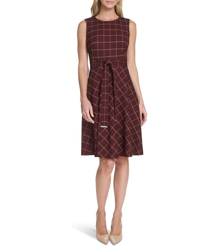 Calvin Klein Women's Plaid Sleeveless Dress MSRP $134
