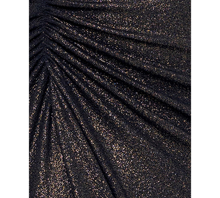 Xscape Petite Ruched Metallic Long-Sleeve Gown MSRP $199