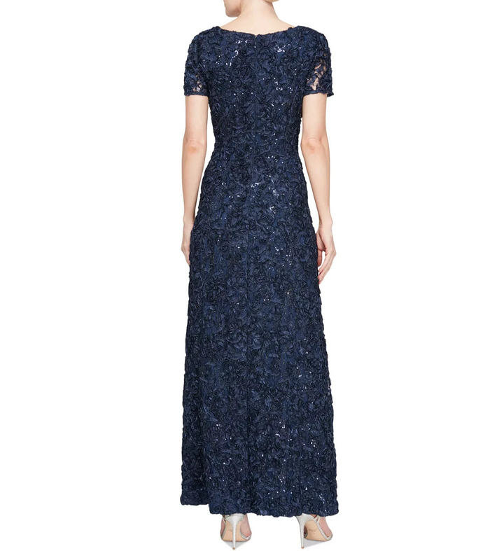 Alex Evenings Women's Soutache Sequin A-Line Dress MSRP $269