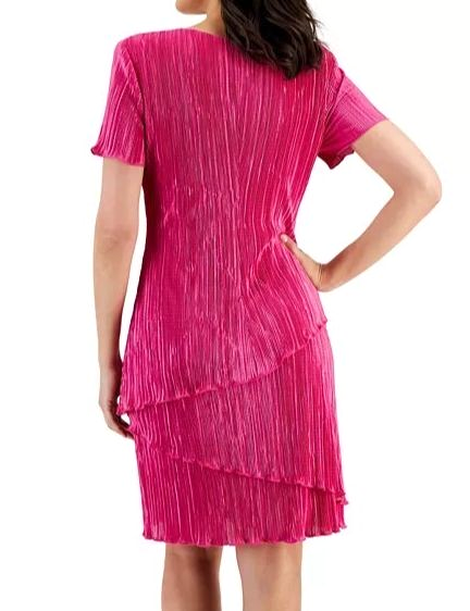 Connected Plus Size V-Neck Short-Sleeve Tiered Dress MSRP $79