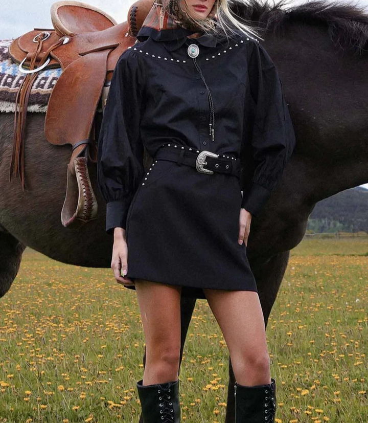 Avec Les Filles Western Studded Belted skirt MSRP $99