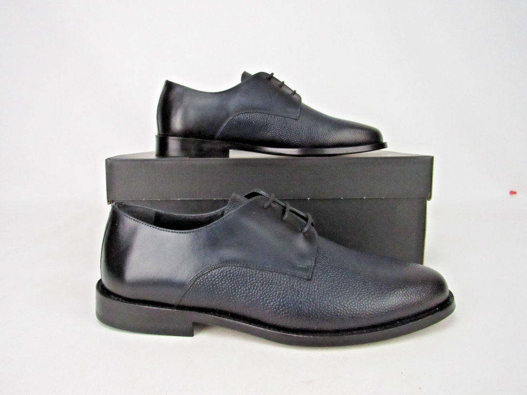 Navy Calf Leather Derby Shoes – Handcrafted Size EU 41