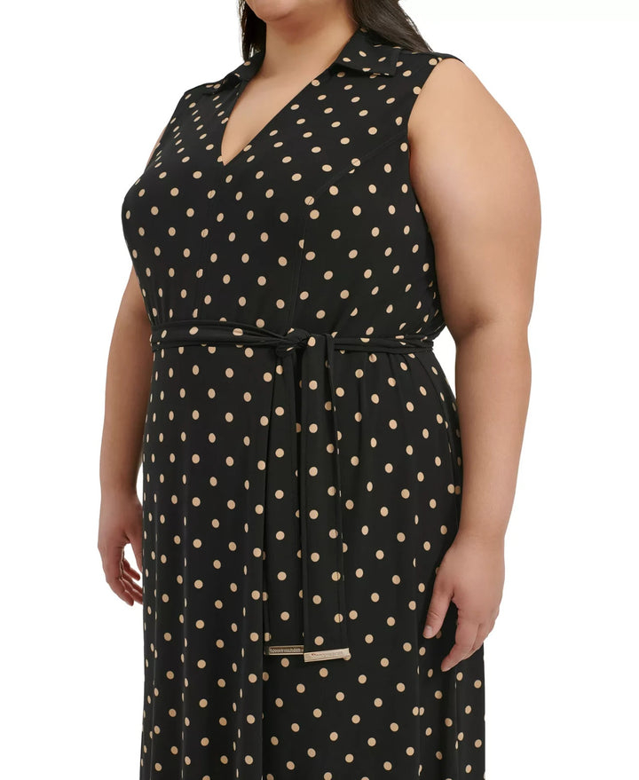 Tommy Hilfiger Plus Size Classic Dot Print Jersey Midi Dress