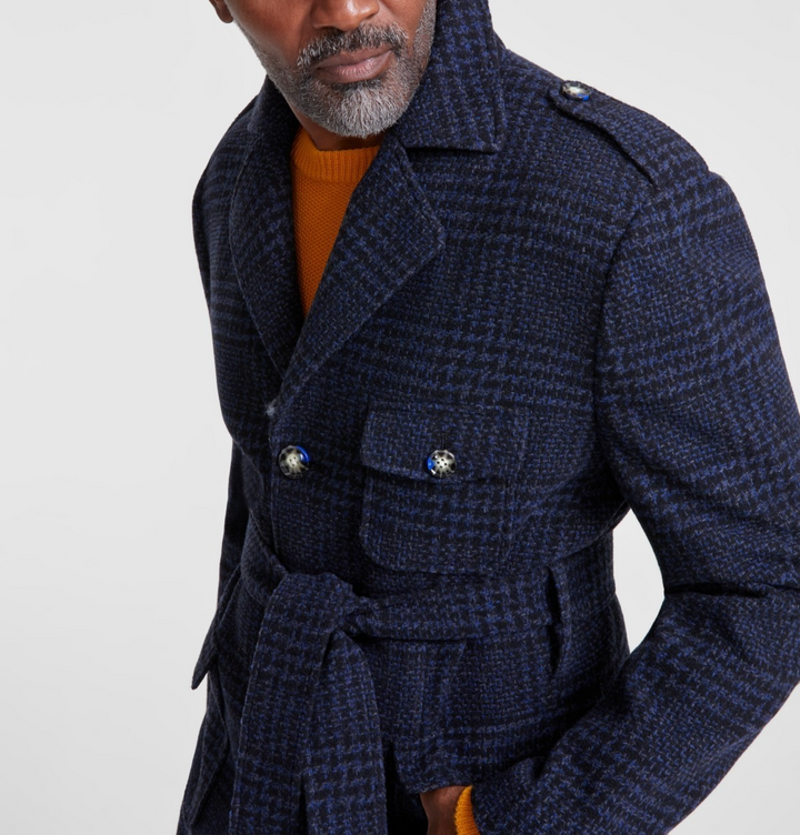 Tayion Collection Men's Classic-Fit Plaid Overcoat MSRP $495
