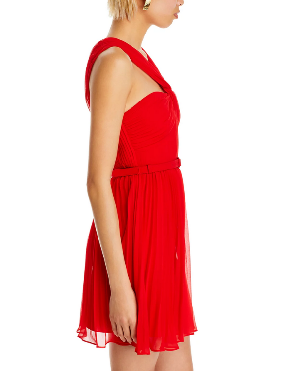 Self-Portrait Pleated Chiffon Mini Dress MSRP $410