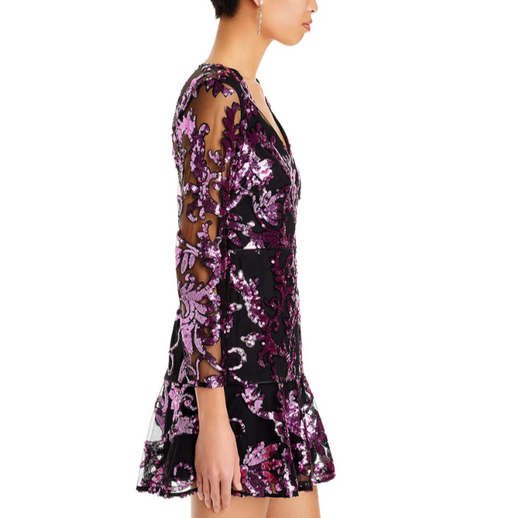 MILLY Tove Tassel Sequin Mini Dress MSRP $525