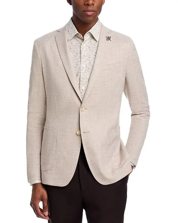 John Varvatos Star Usa Cotton & Linen Chevron Unstructured Sport Coat MSRP $598
