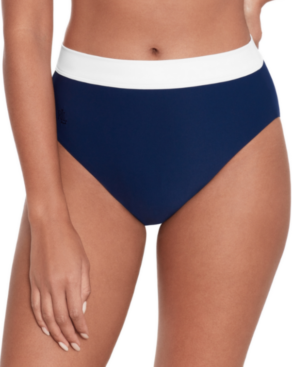 Lauren Ralph Lauren Banded High-Waist Bikini Bottoms MSRP $70