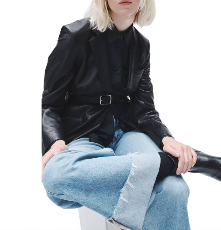 rag & bone Sofie High Rise Wide Leg Cuffed Jeans MSRP $268