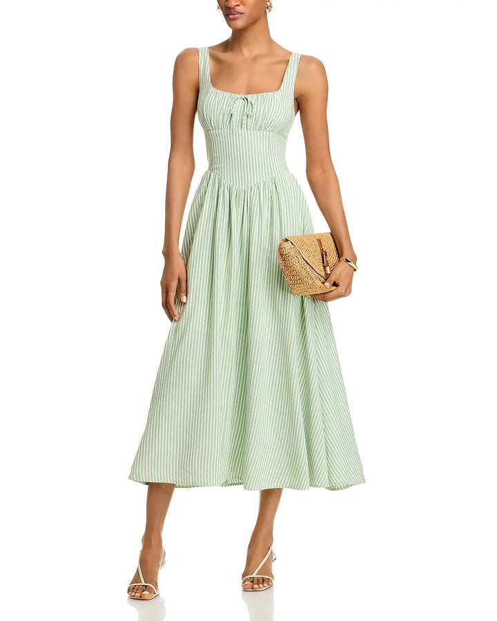 Moon River Corset Poplin Midi Dress MSRP $108
