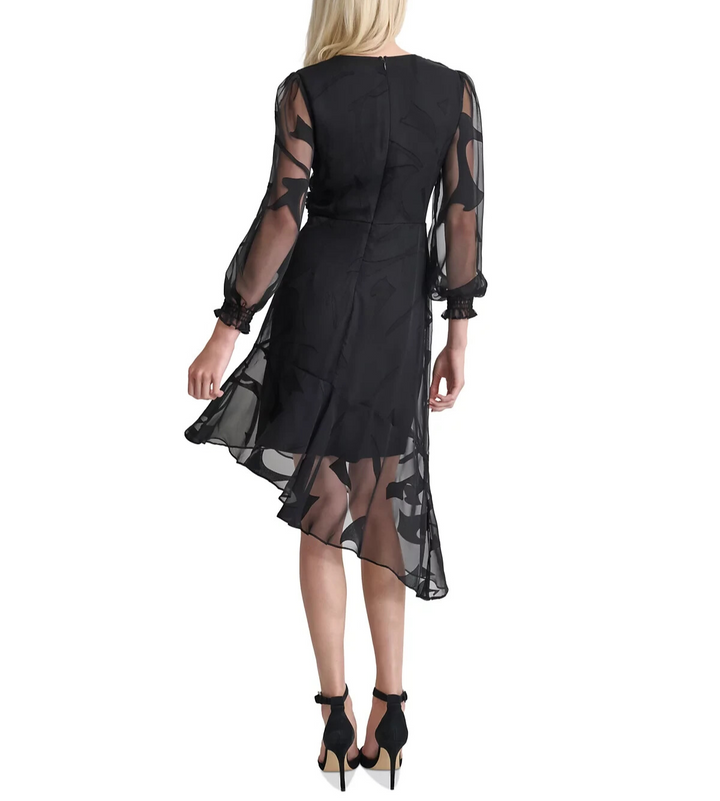 DKNY Surplice-Neck Asymmetric Midi Dress MSRP $139