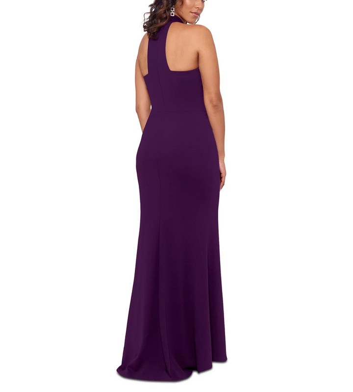 Betsy & Adam Women's High-Neck Sleeveless High-Slit Gown MSRP $249