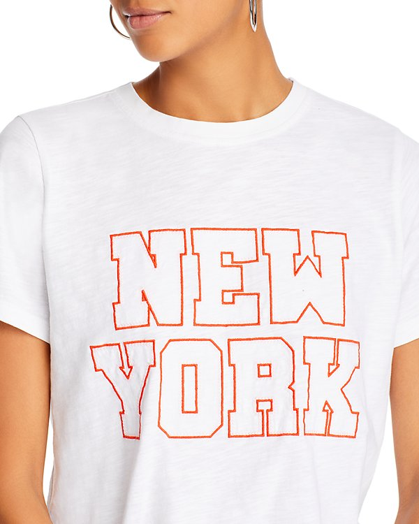 Cinq à Sept Chain-Stitch Paris New York T-Shirt MSRP $185