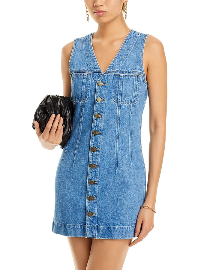 FRAME Trucker Sleeveless Denim Mini Dress MSRP $328 Size L