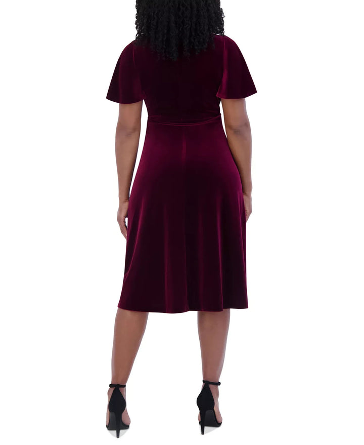Jessica Howard Velvet Faux-Wrap Midi Dress