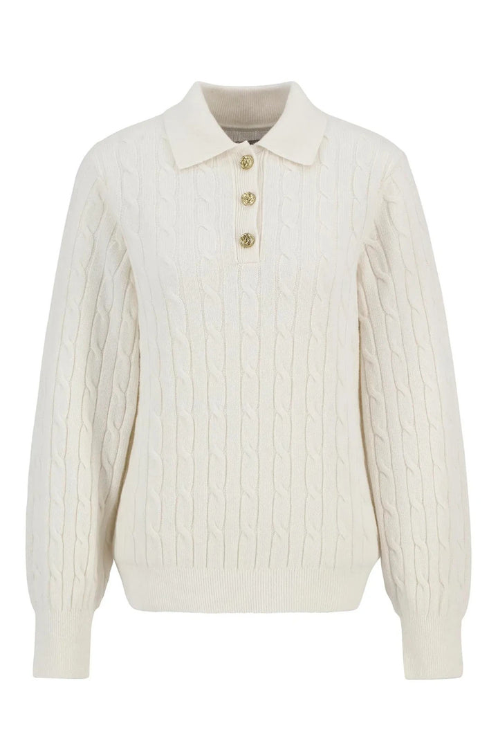 Barbour Evie Cable Stitch Polo Sweater MSRP $170