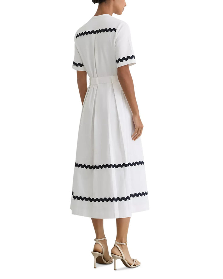 REISS Isabelle Rick Rack Trim Midi Dress MSRP $355