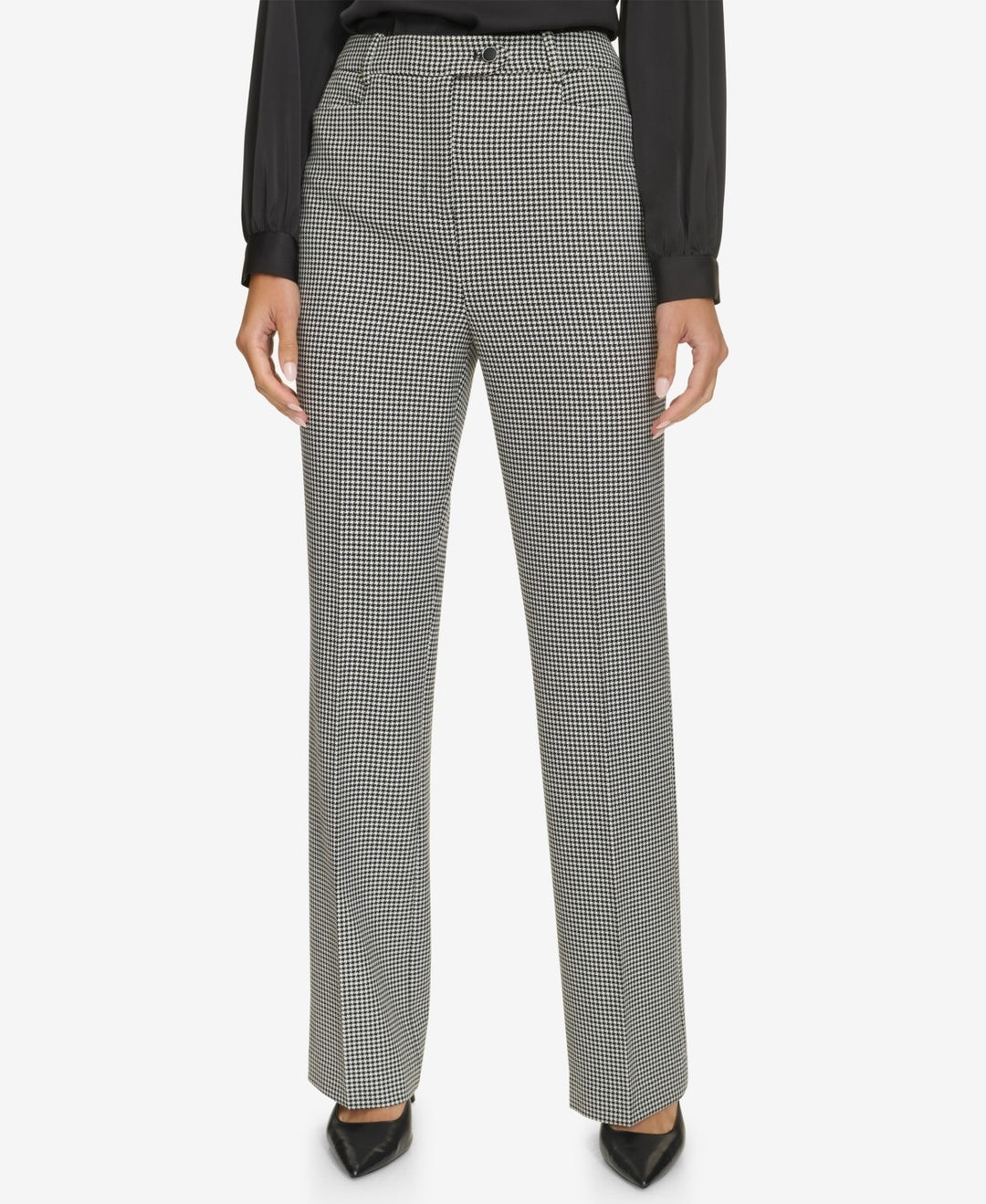Calvin Klein Straight-Leg Houndstooth Pants MSRP $109