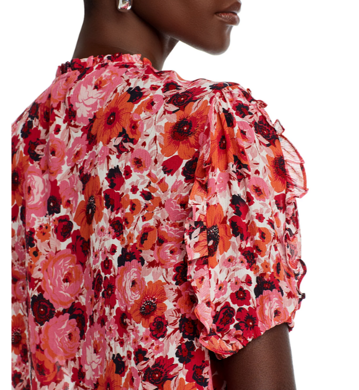 PAIGE Dandelion Silk Split Neck Top MSRP $279
